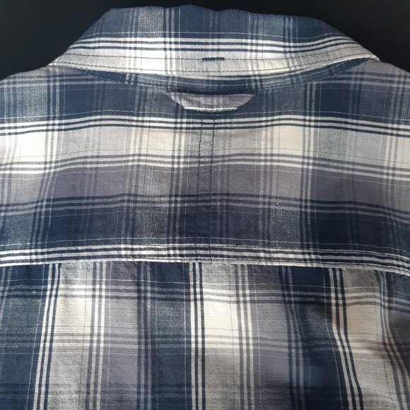Columbia SZ M Plaid Men's Button Up Cotton Shirt Blue, White & Grey - Picture 5 of 14
